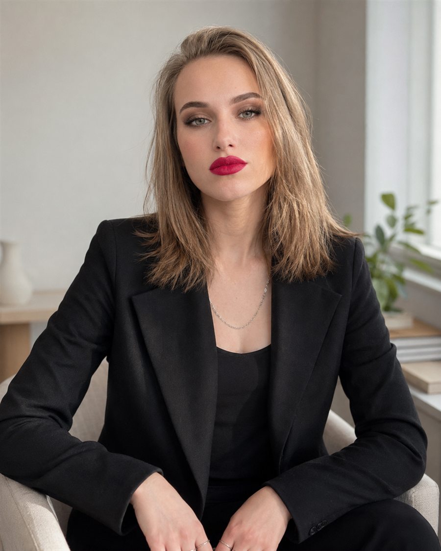 Mila in a professional setting